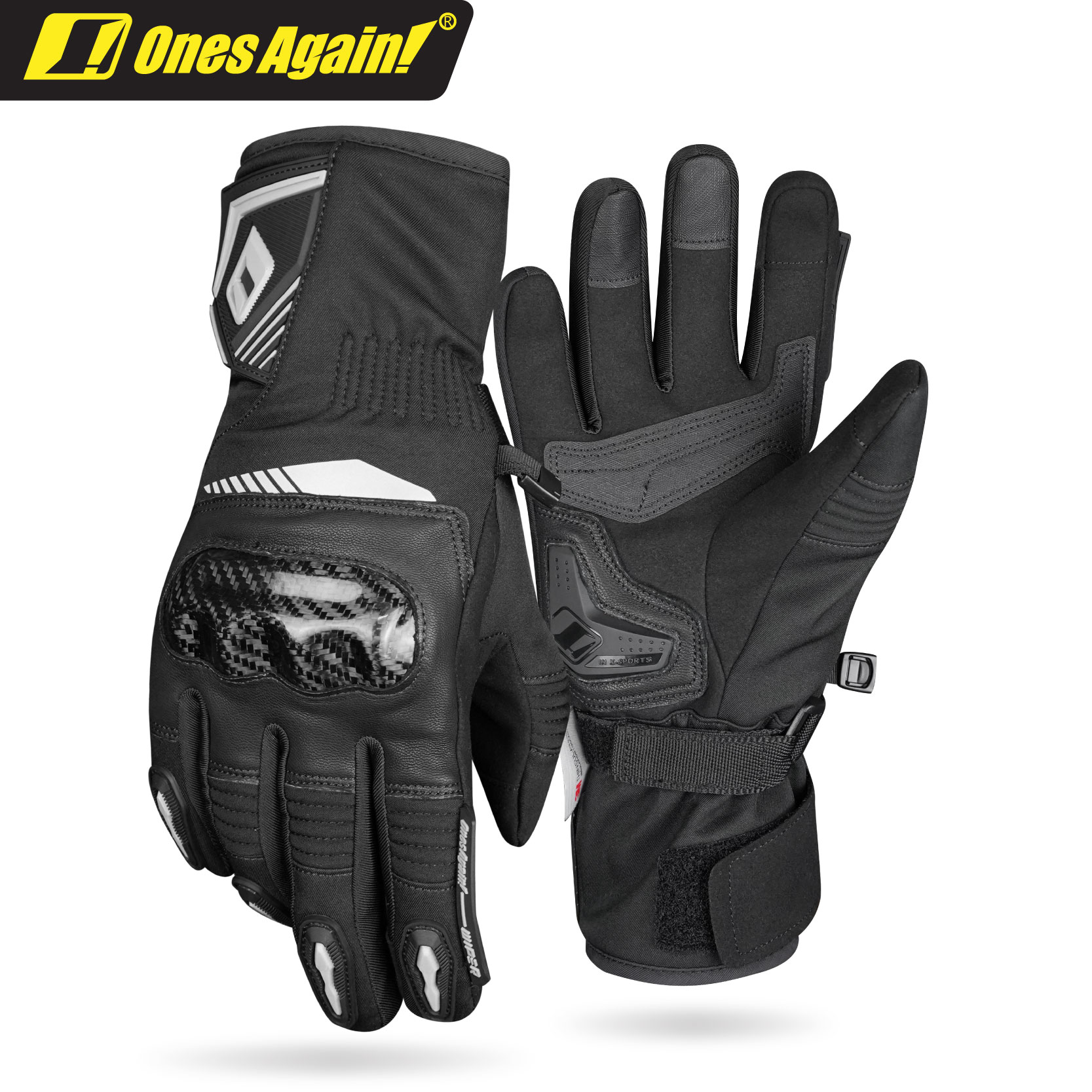 MG24 Luvas de inverno para motocicleta, proteção de fibra de carbono, quente e à prova d\'água, Thunder Frost 2